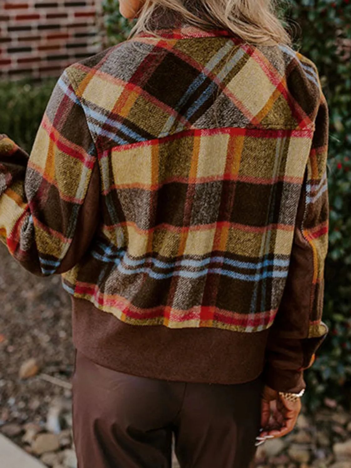 Heidi | Checked long sleeve jacket with pockets