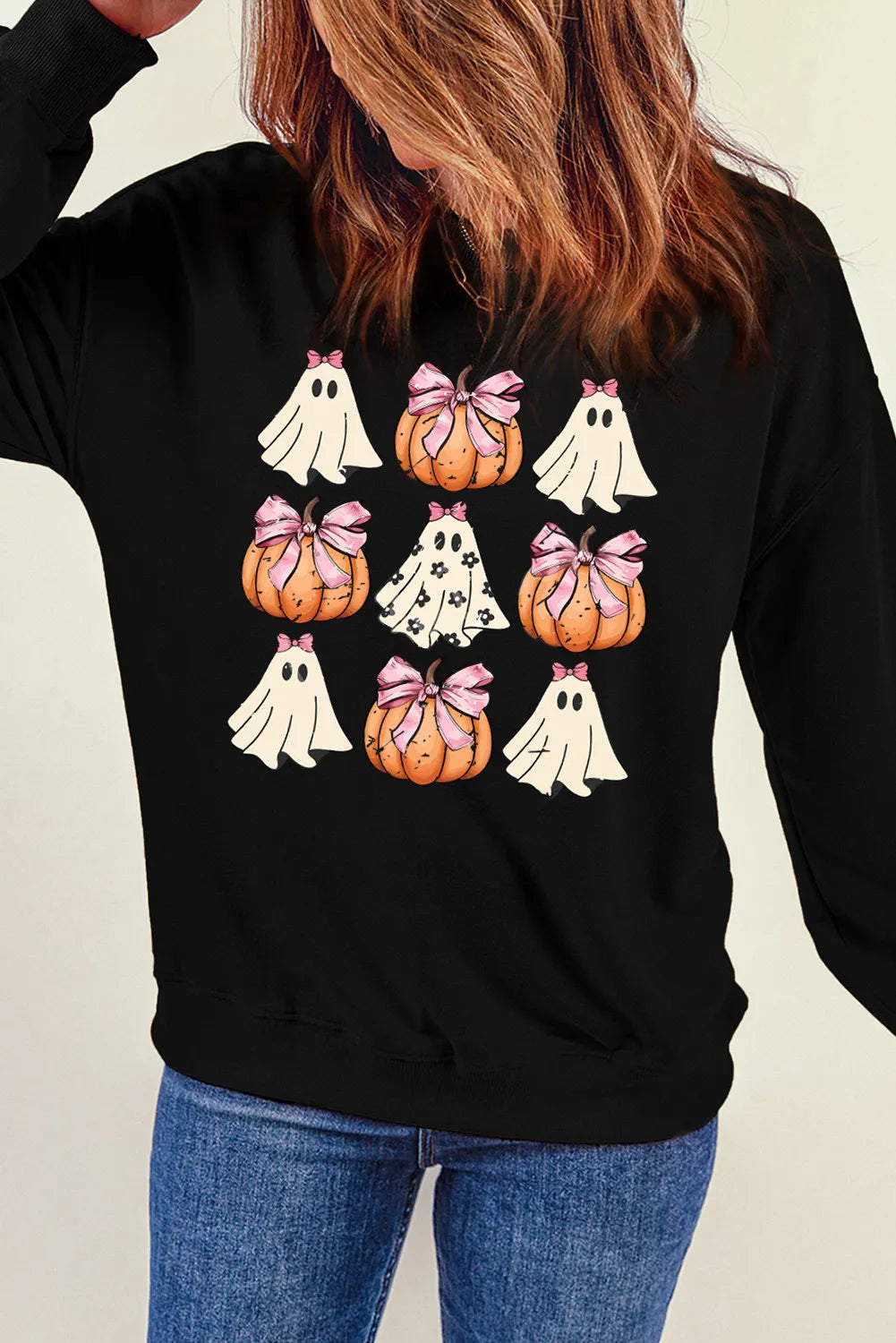 Leire | Pumpkin & Ghost crew neck long sleeve sweatshirt