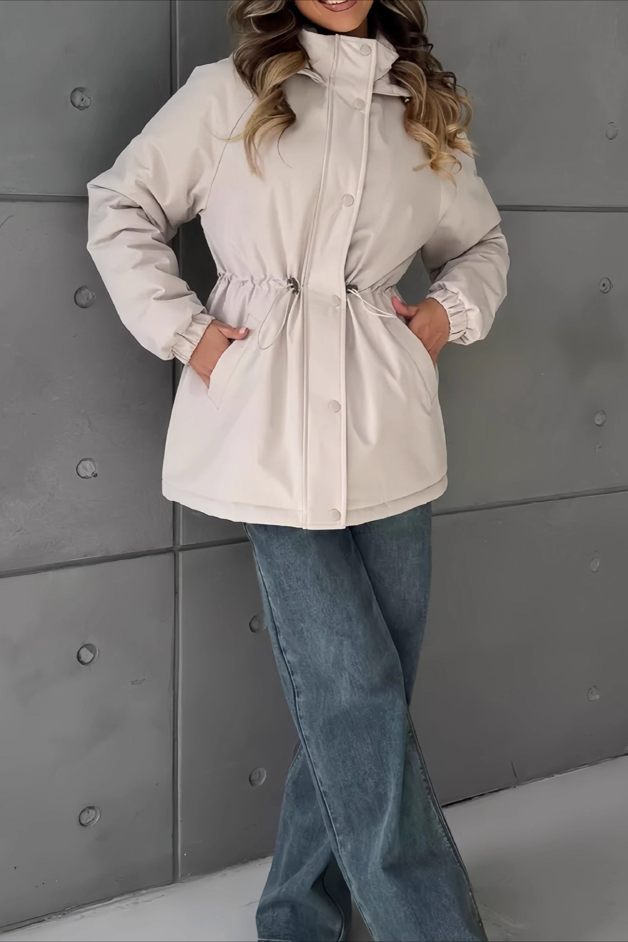 Drawstring Waist Leisure Outdoor Sports Mountaineering Jacket