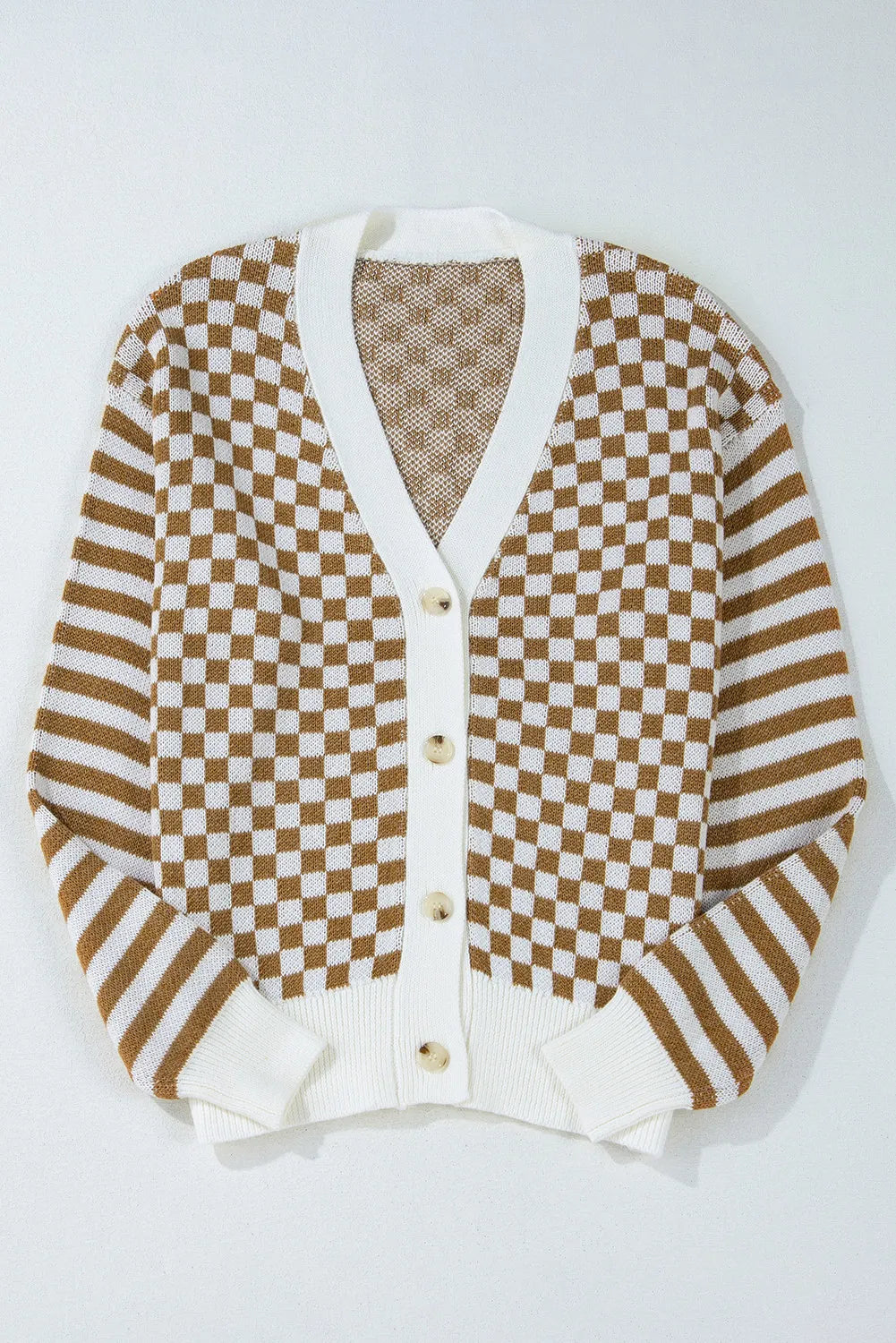 Giulia | Checked long-sleeved cardigan with V-neck