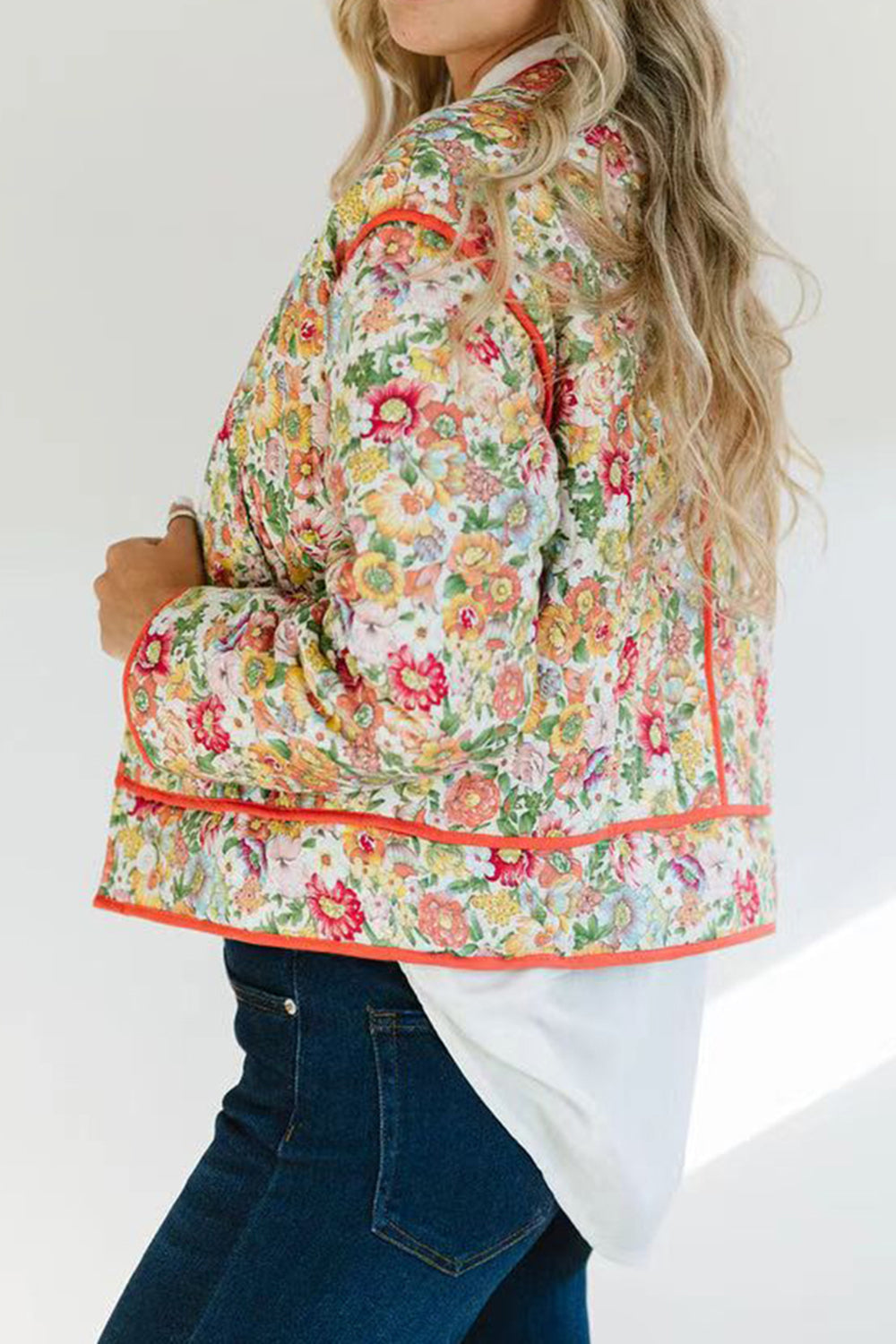 Vanessa | Floral winter coat with buttons and long sleeves