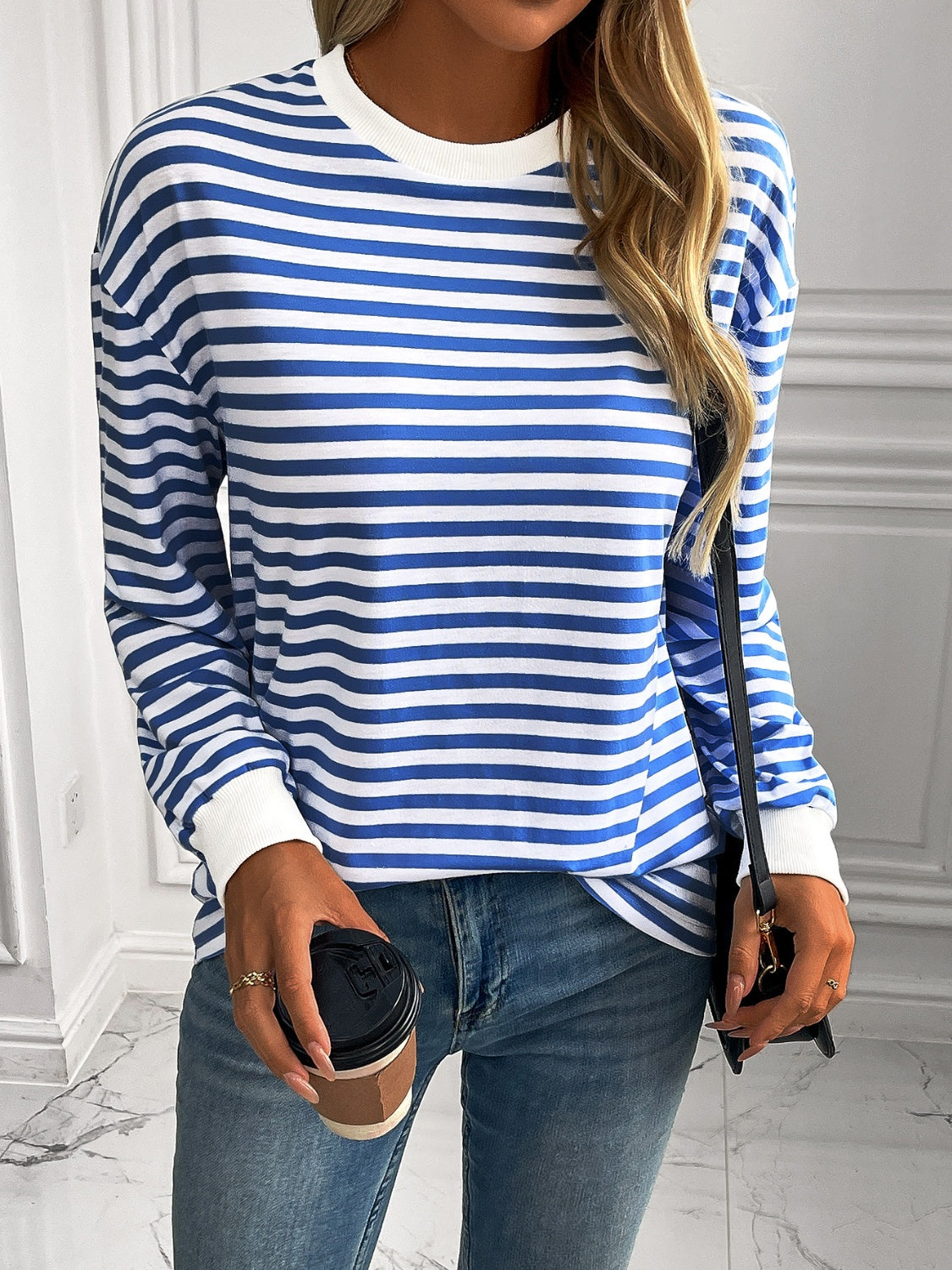 Constance | Ivy Lane striped long sleeve crew neck sweatshirt