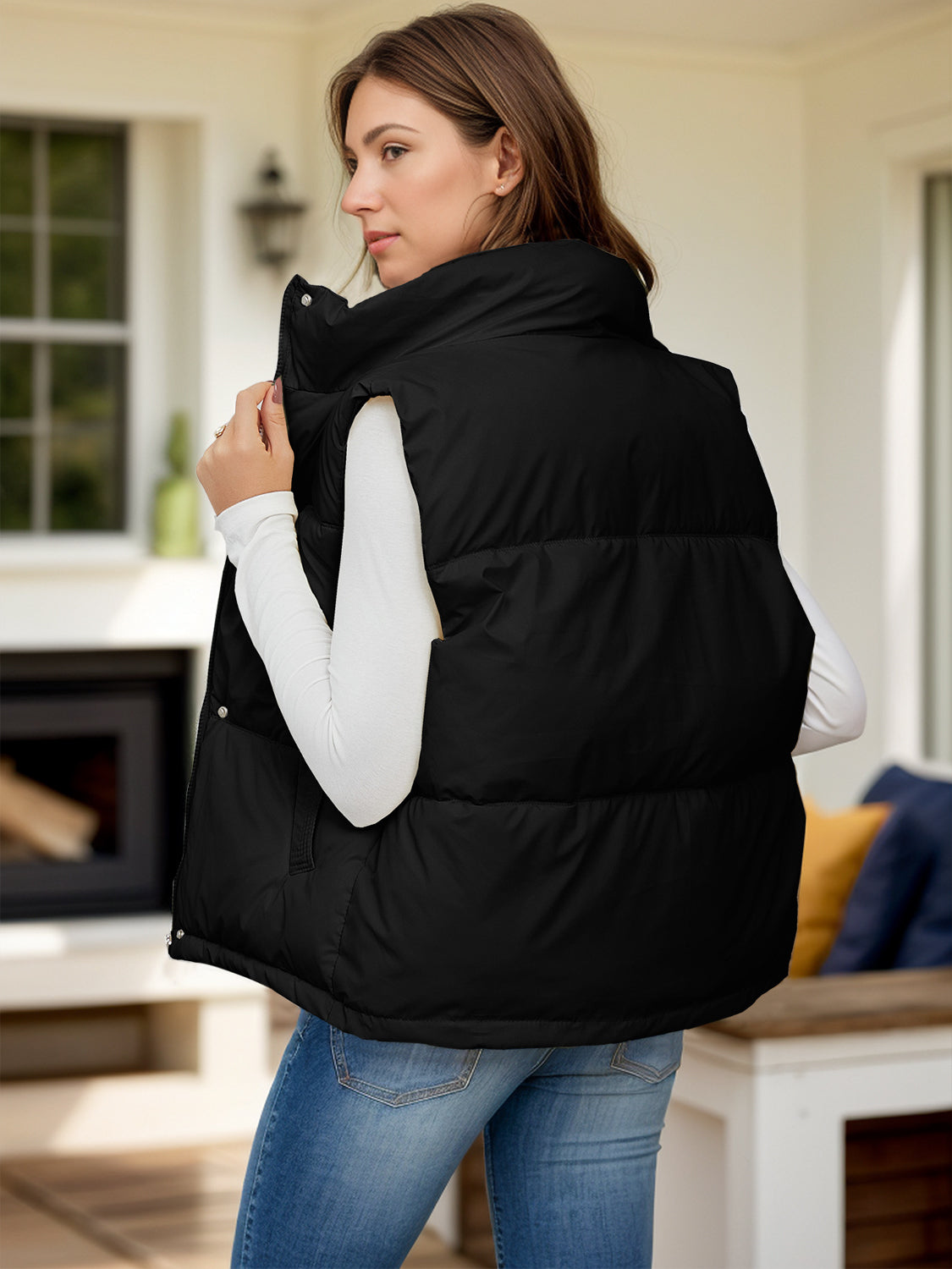 Paola | Vest coat with zip and pockets