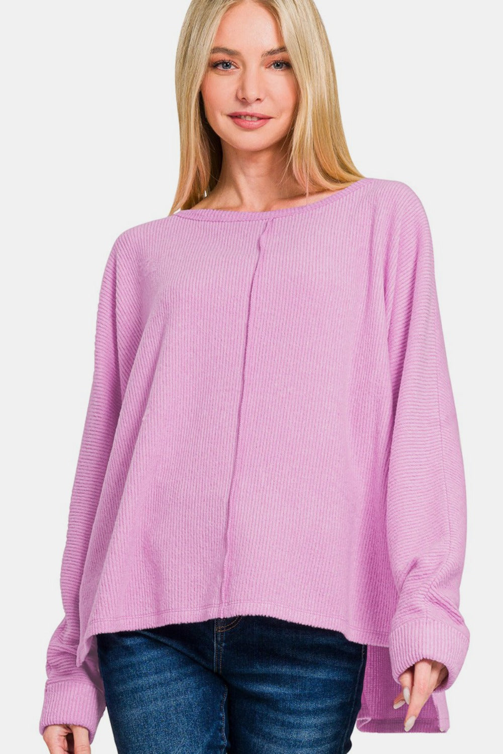 Yadira | Zenana high-low t-shirt with side slit and crew neck