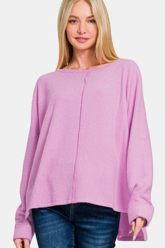 Yadira | Zenana high-low t-shirt with side slit and crew neck