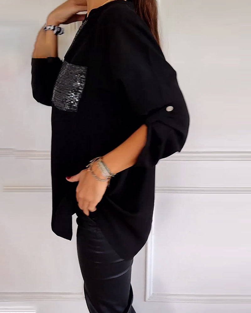 Emma® | Women'S Button-Front Blouse With Sequin Trim