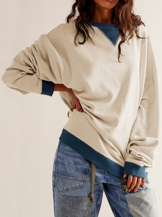 Ilona | Contrasting long-sleeved sweatshirt with dropped shoulders