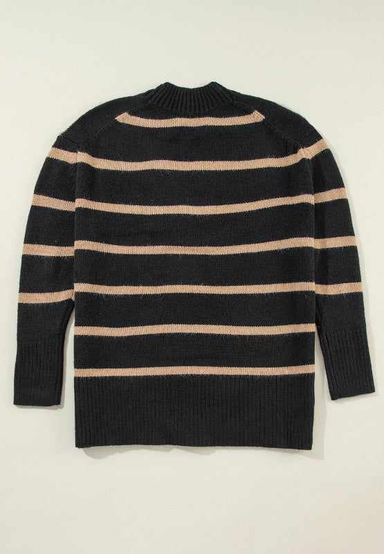 Renata | Striped, long-sleeved cardigan with button placket