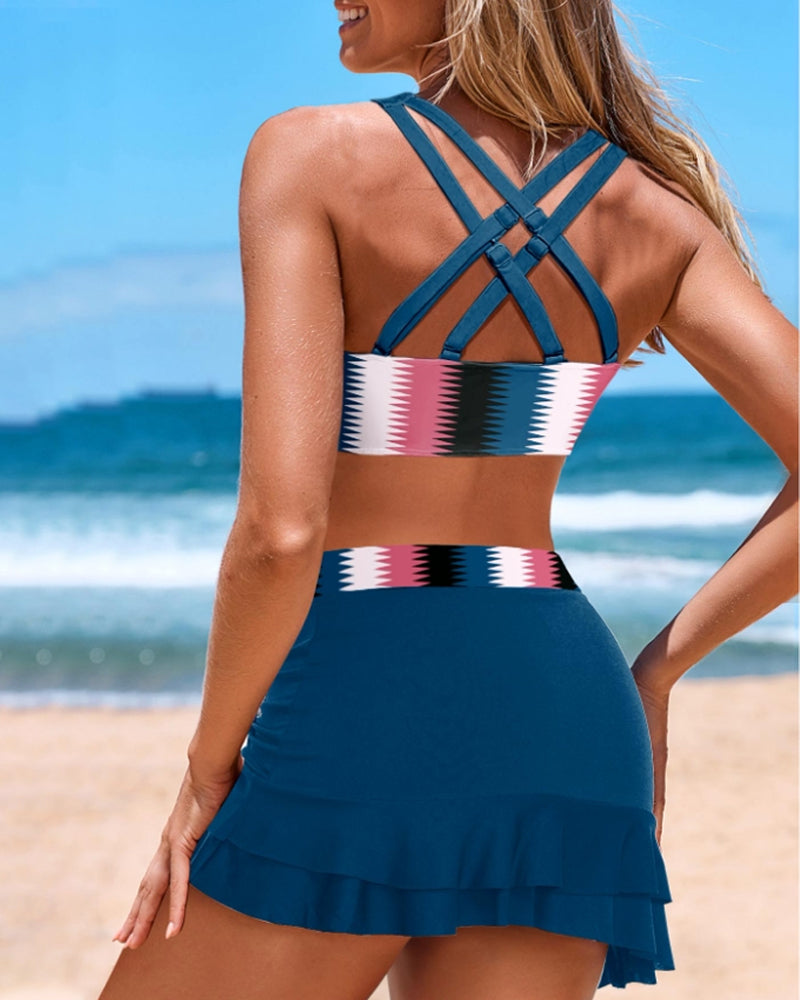 Lilly® | Multicolored High Waist Swimsuit With Separates