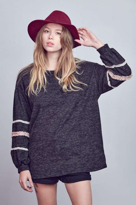 Aurora | SLEEVES WITH TWEED TRIM TUNIC