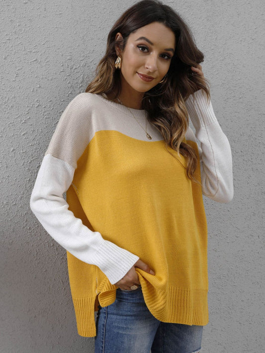 Luna | Color block crew neck sweater