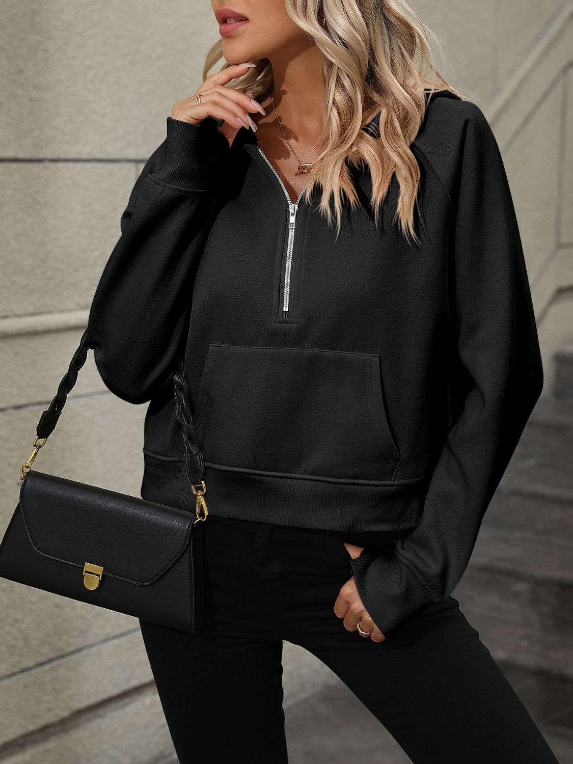 Magdalena | Long sleeve half zip sweatshirt