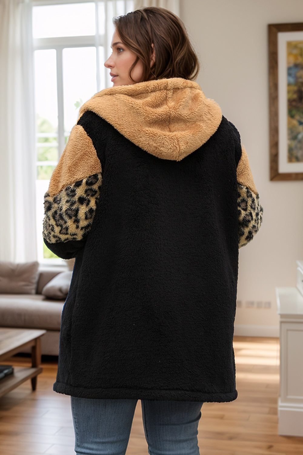 Karen | Plus size leopard print hooded outerwear