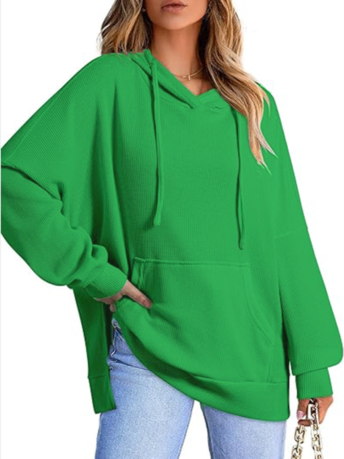 Eleonora | Long sleeve hoodie with drawstring and slit