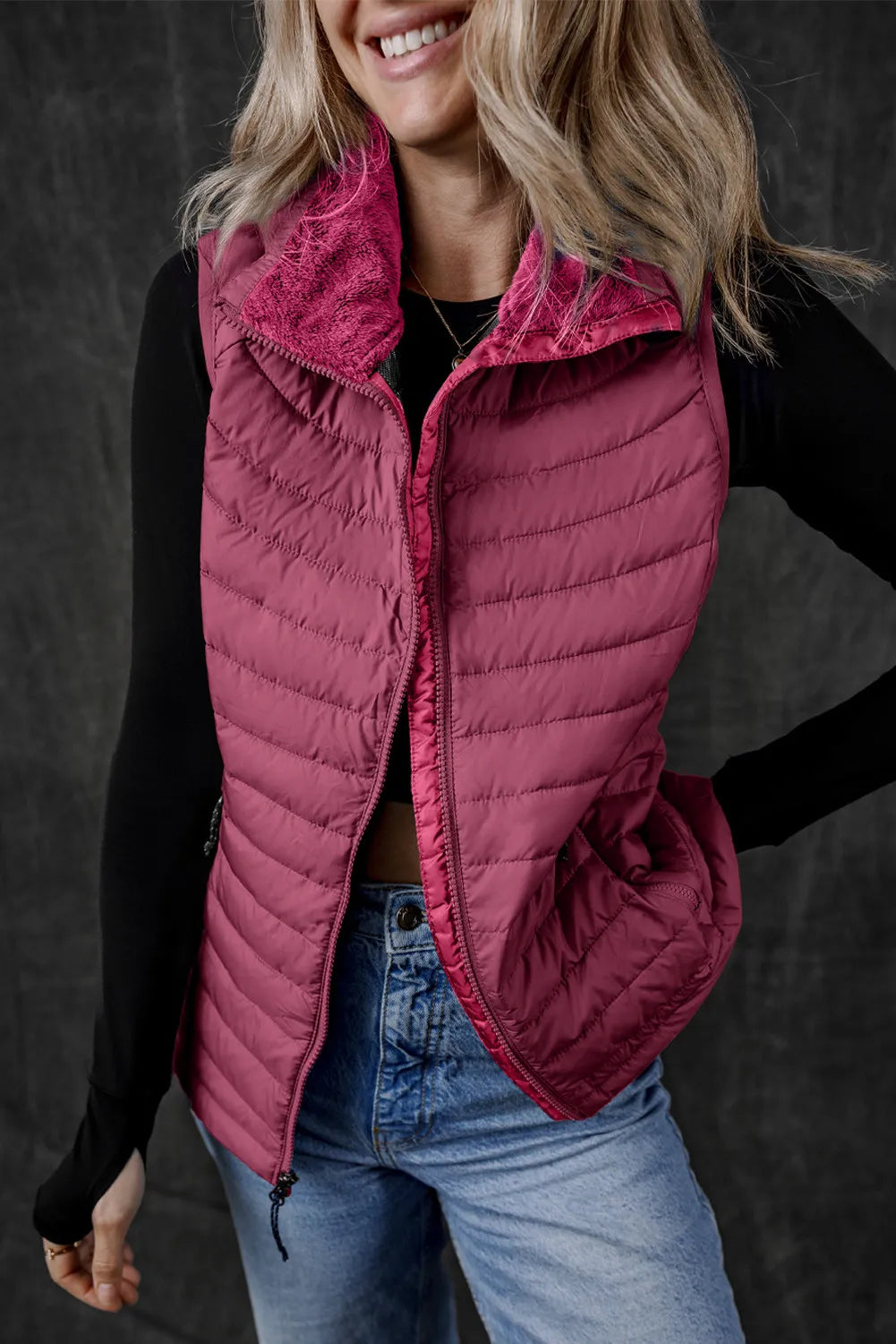 Silvia | Vest coat with zip and pockets