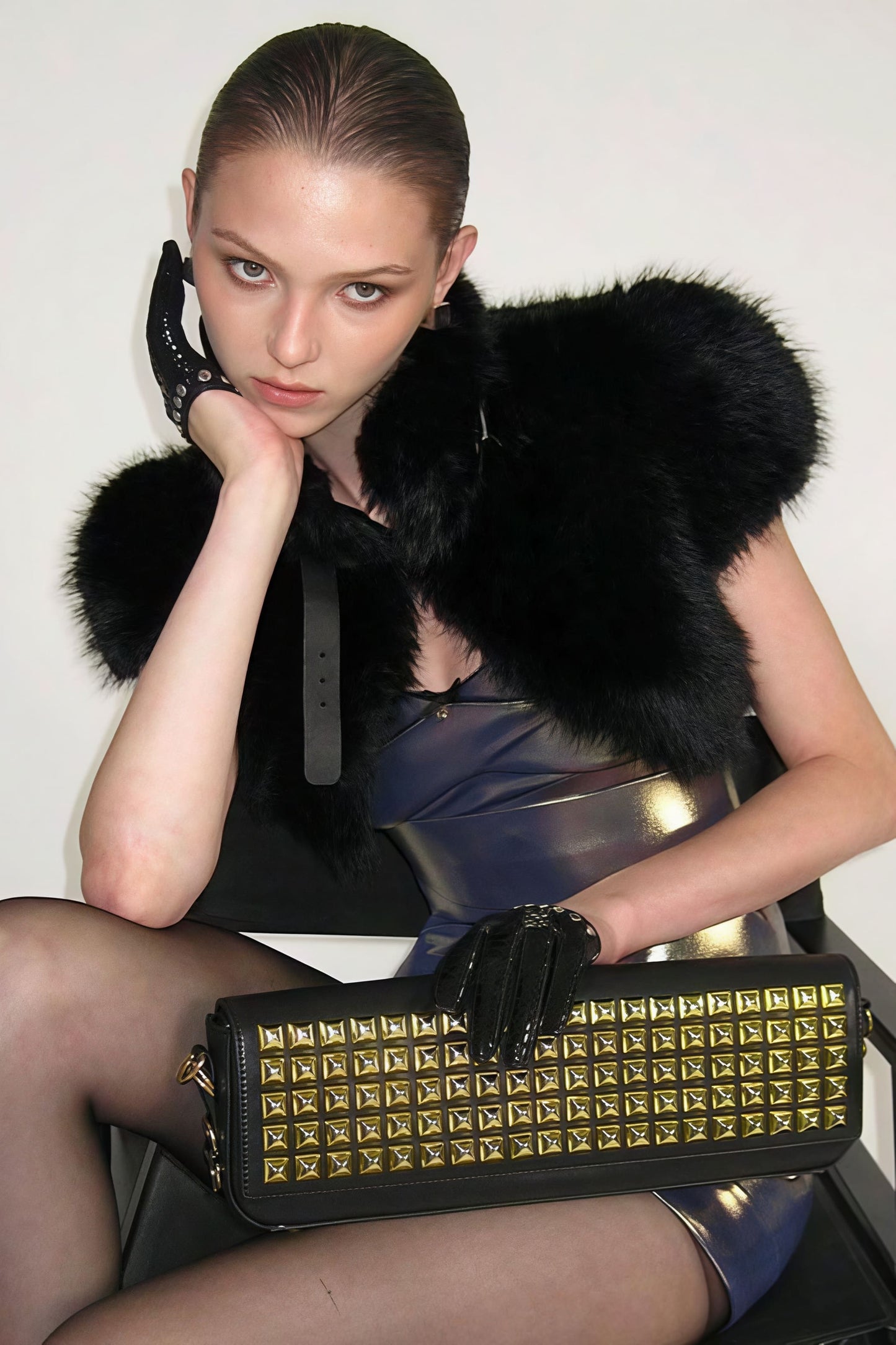 Solid Sexy Fuzzy Cropped Tie-front Vest