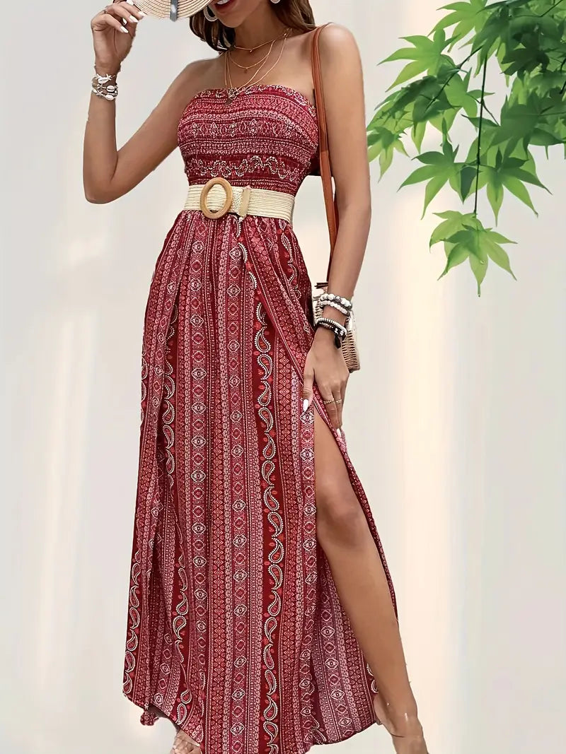 Nadia® | Bohemian Strapless Wide Leg Jumpsuit