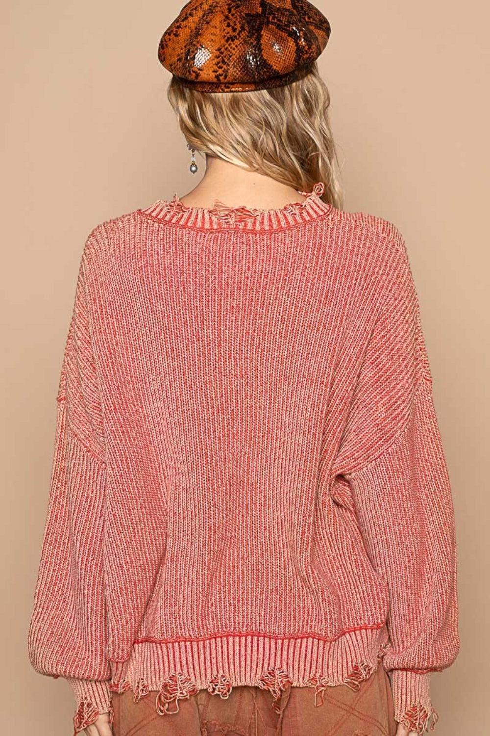 Agnes | Washed used look sweater with dropped shoulders