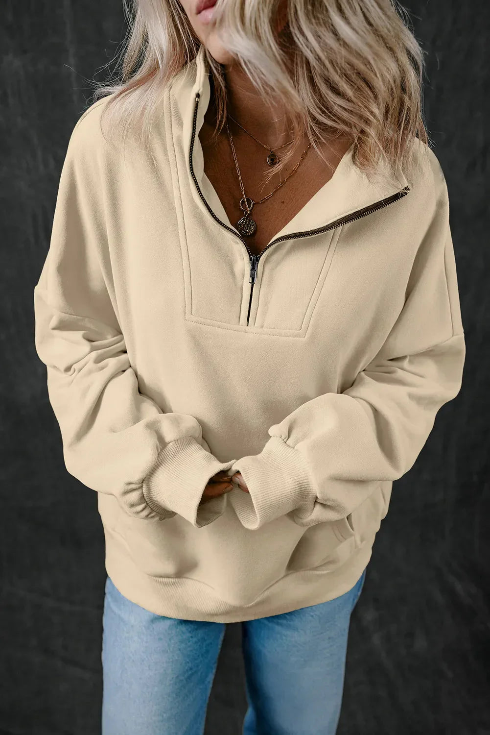 Adriana | Long sleeve half zip sweatshirt