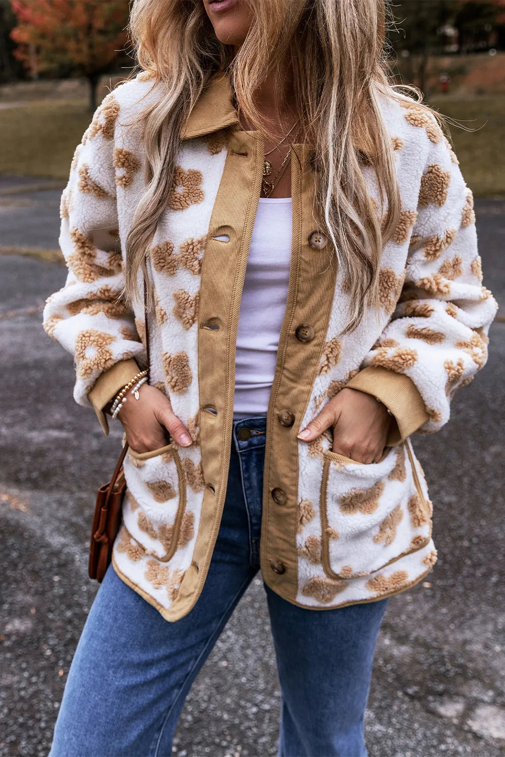 Fabiola | Floral long sleeve button down jacket