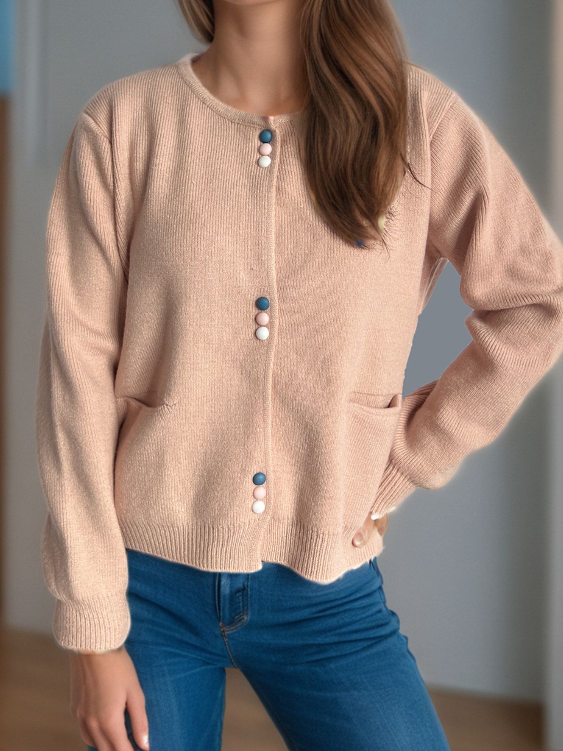 Eulalia | Long sleeve cardigan with buttons and pockets