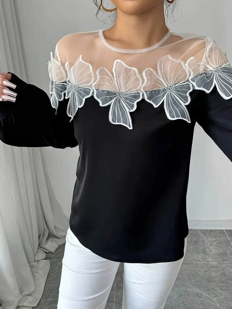 Vittoria® | Elegant Long-Sleeved Blouse Made Of Mesh Fabric