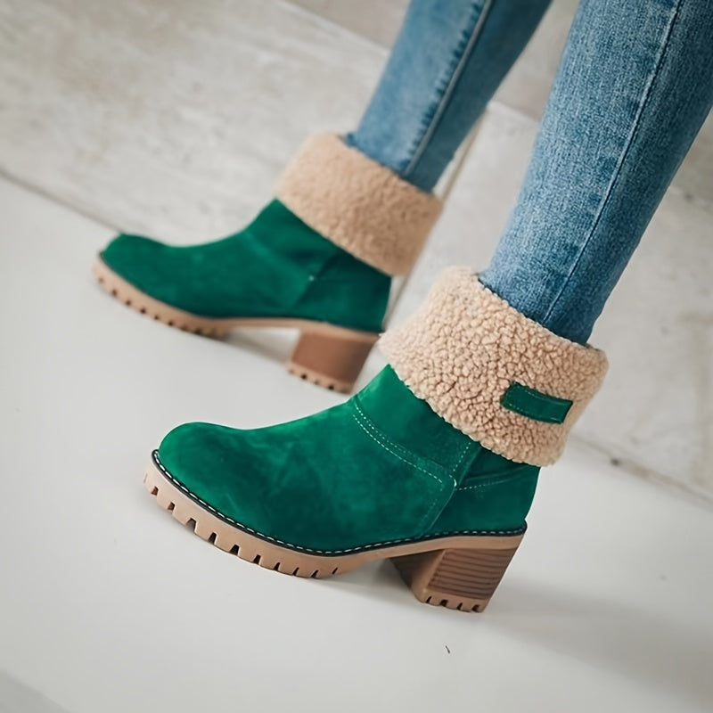 Adriana | Fluffy ankle boots with a chunky heel