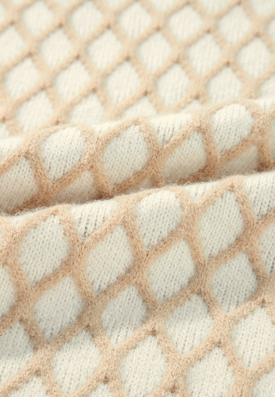 Miriam | Long-sleeved sweater with a stand-up collar and a diamond pattern