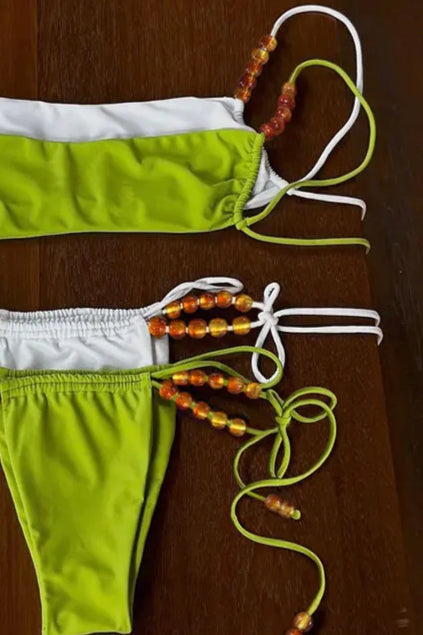 Tube Top Strappy Bikini Set
