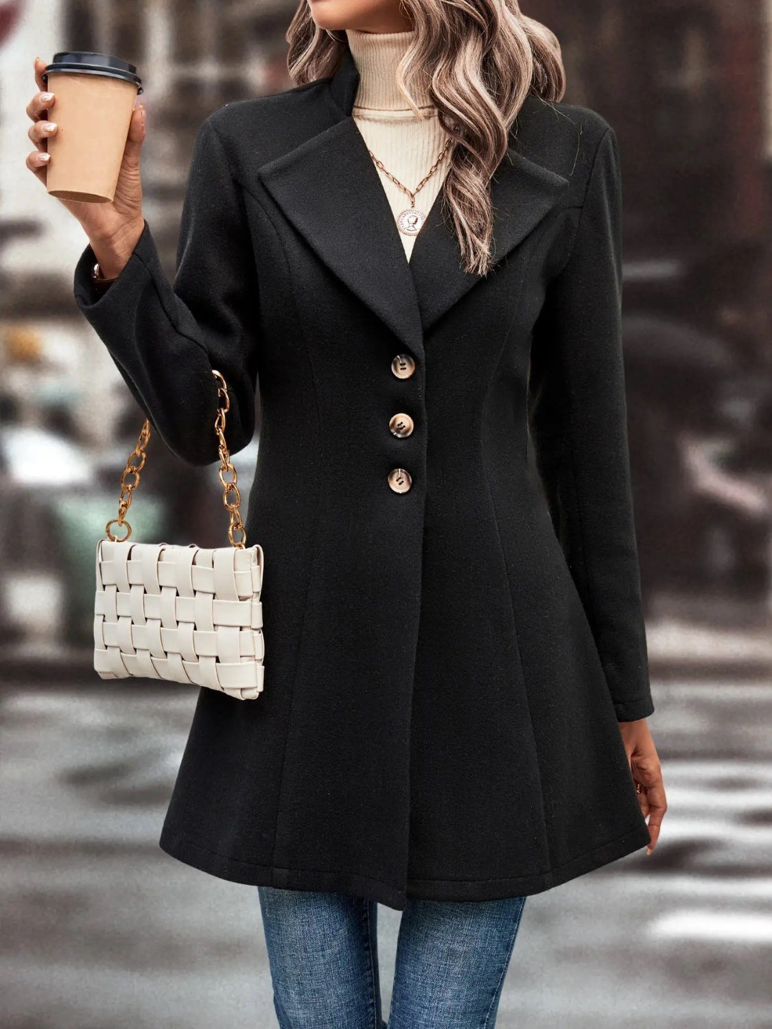 Evelyn | Long-sleeved, long-sleeved collared coat