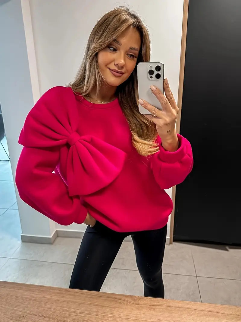 Nicole® | Oversized Cotton Sweater With Bow