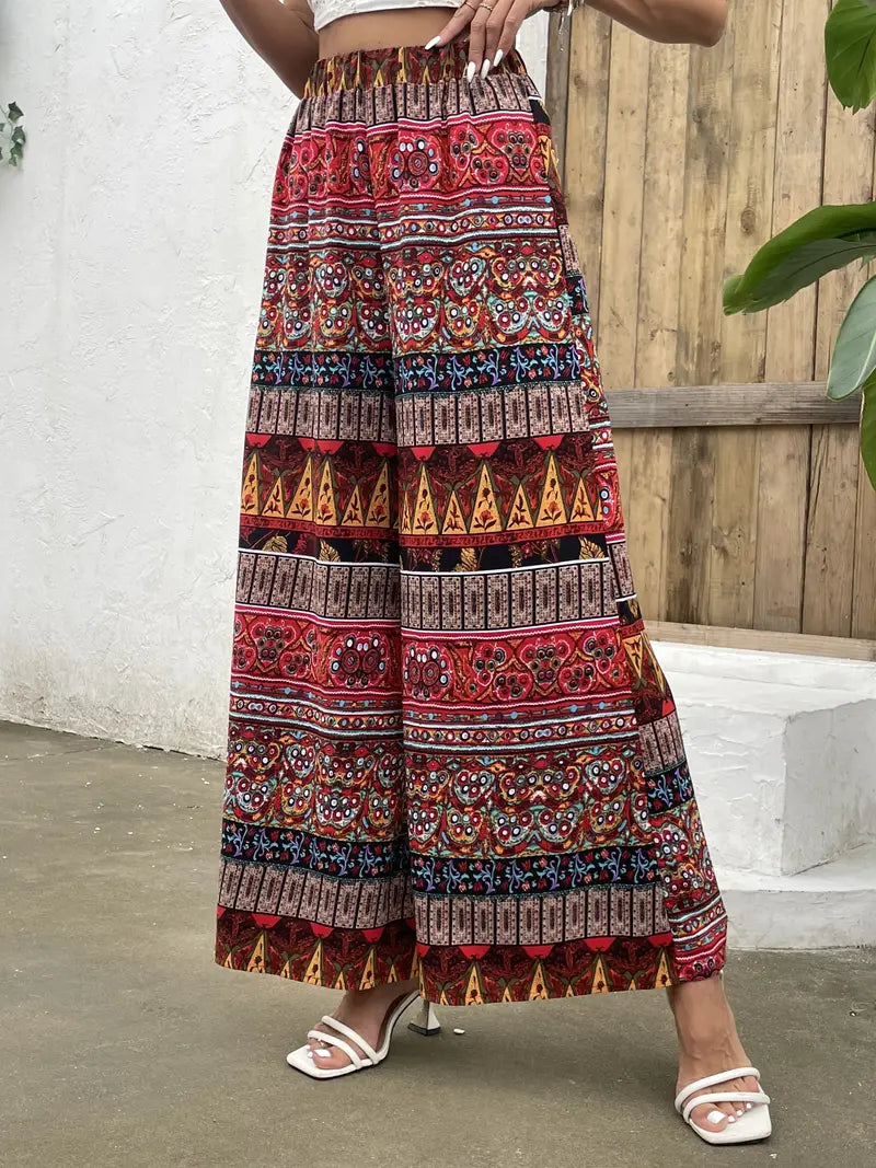 Laura® | Wide Leg Trousers With Tribal Print