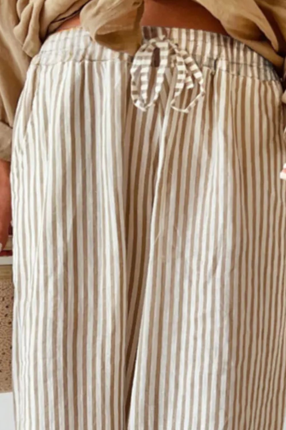 Natalia | Plus size striped wide leg pants