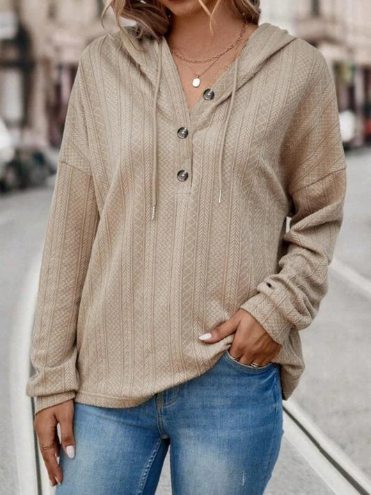 Carolina | Long sleeve hoodie with drawstring and dropped shoulders