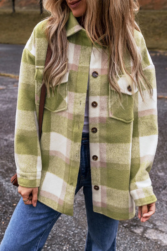 Sabine | Checked long sleeve jacket with buttons