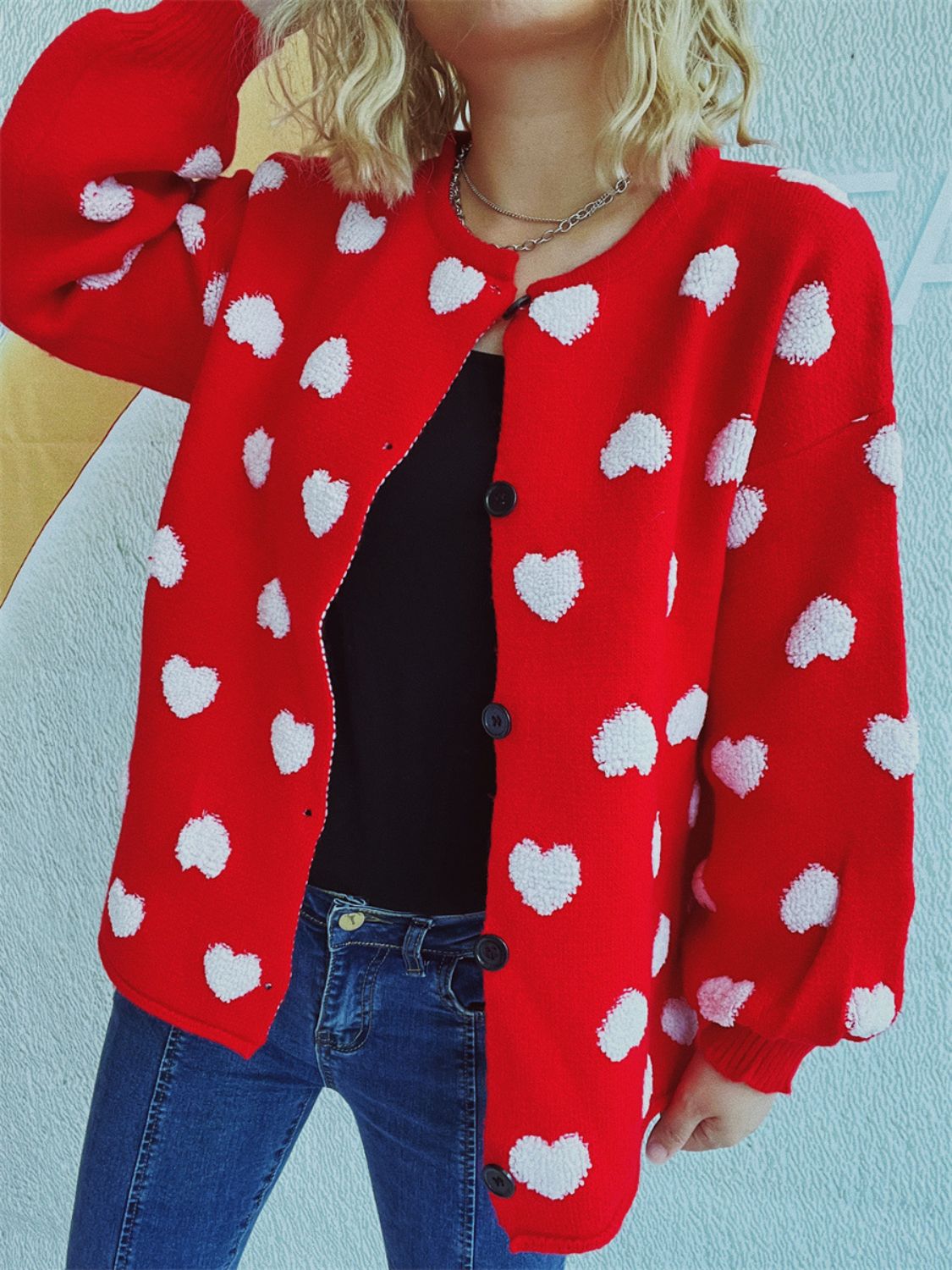 Melanie | Long-sleeved cardigan with heart buttons