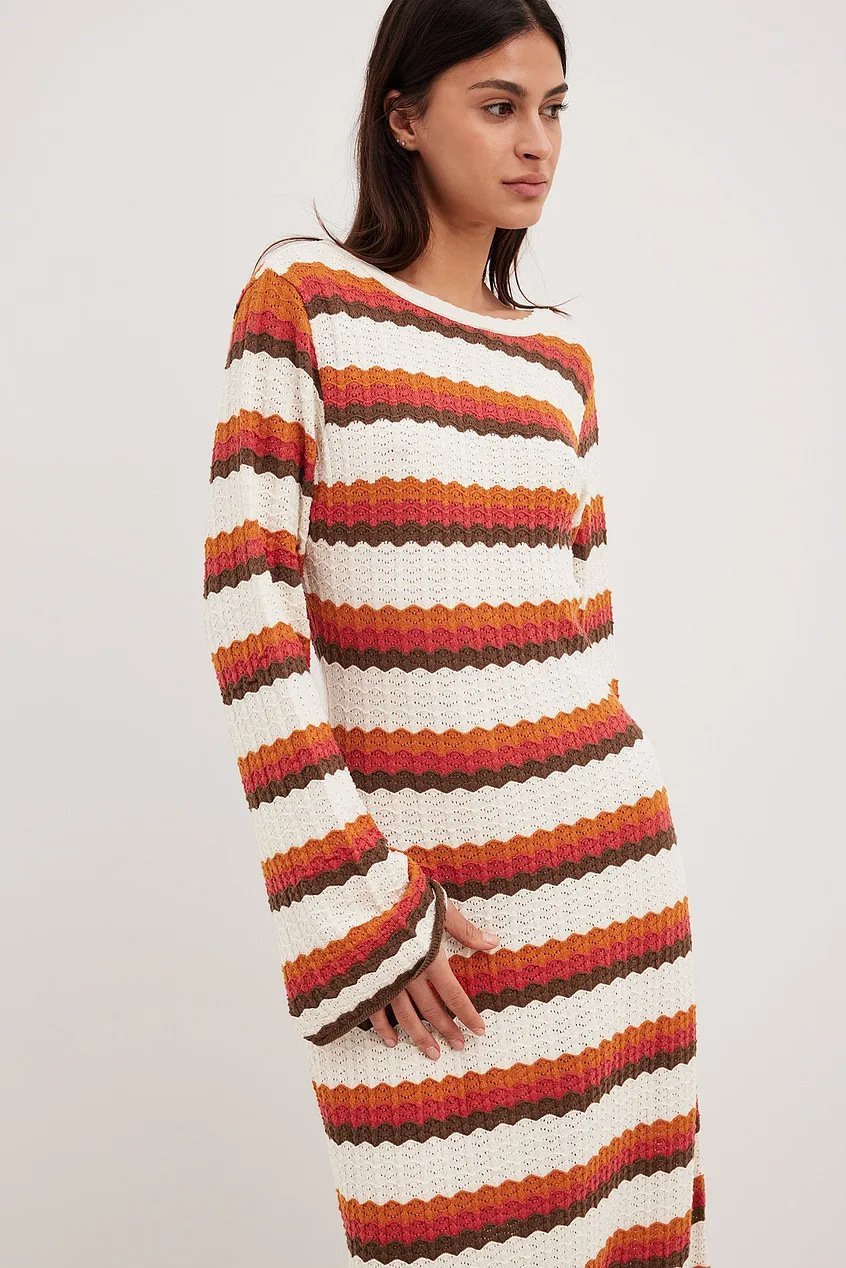 Odalis® | Woven Backless Maxi Knit Dress With Zigzag Pattern