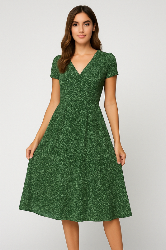 Candice | Women's V-Neck A-Line Midi Dress