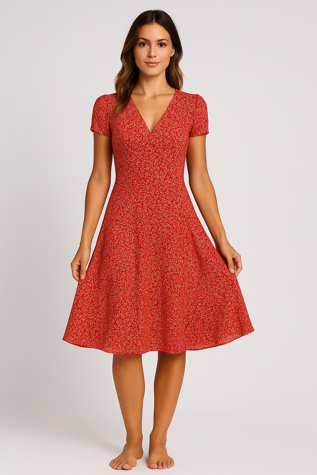 Candice | Women's V-Neck A-Line Midi Dress