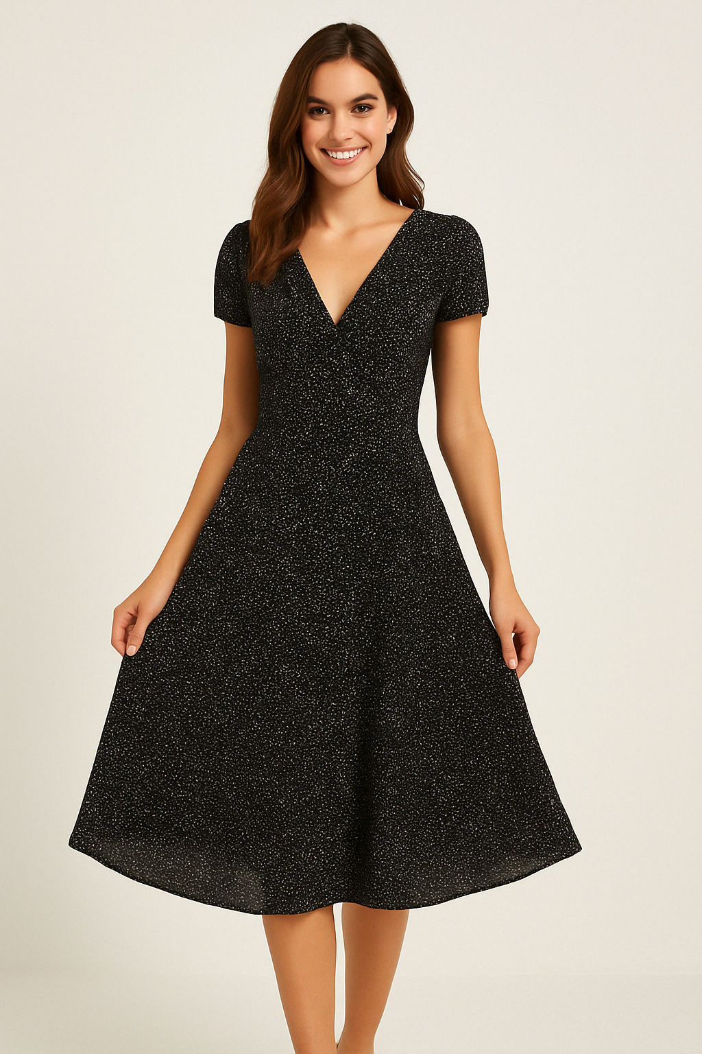 Candice | Women's V-Neck A-Line Midi Dress