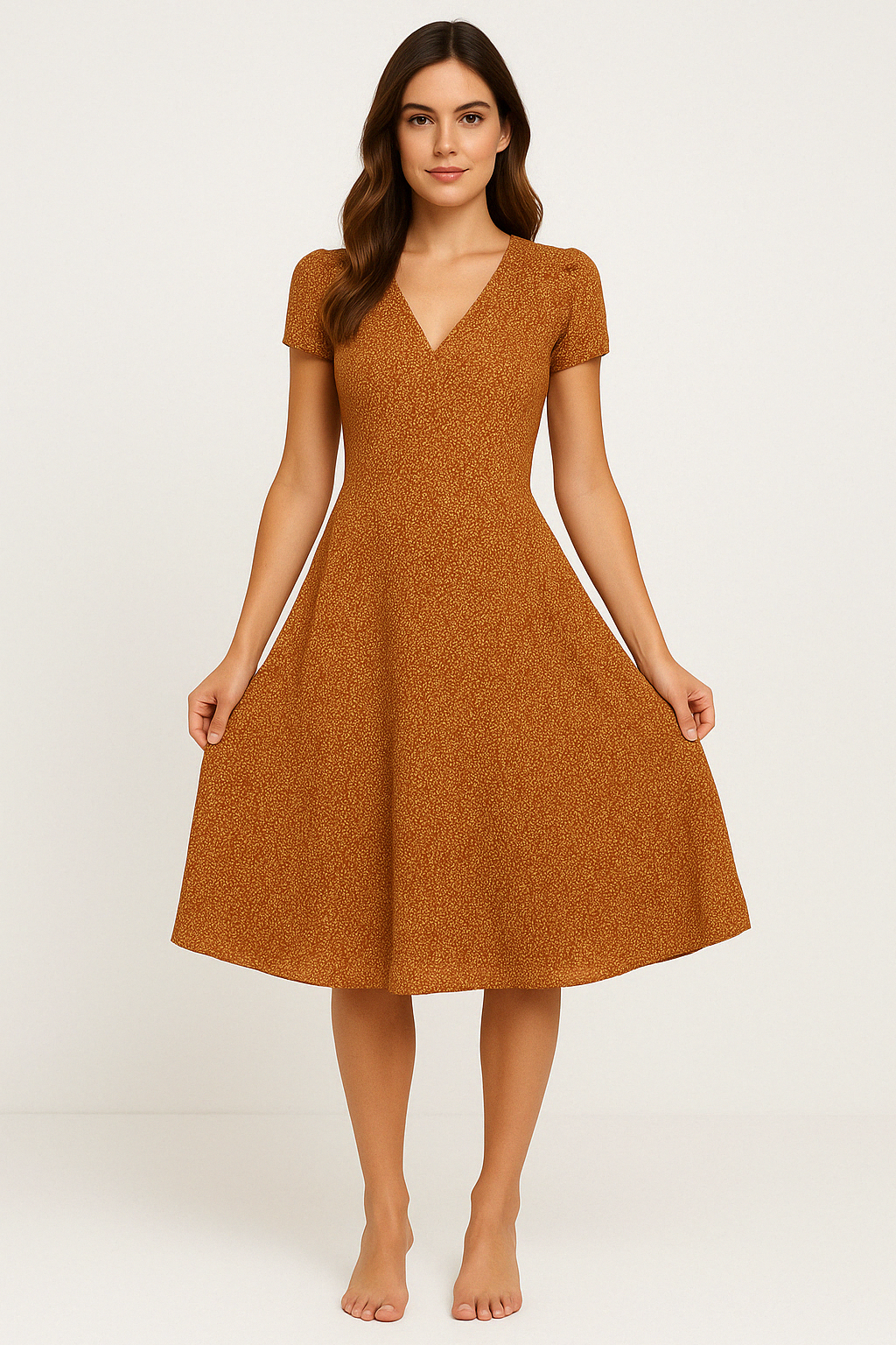 Candice | Women's V-Neck A-Line Midi Dress