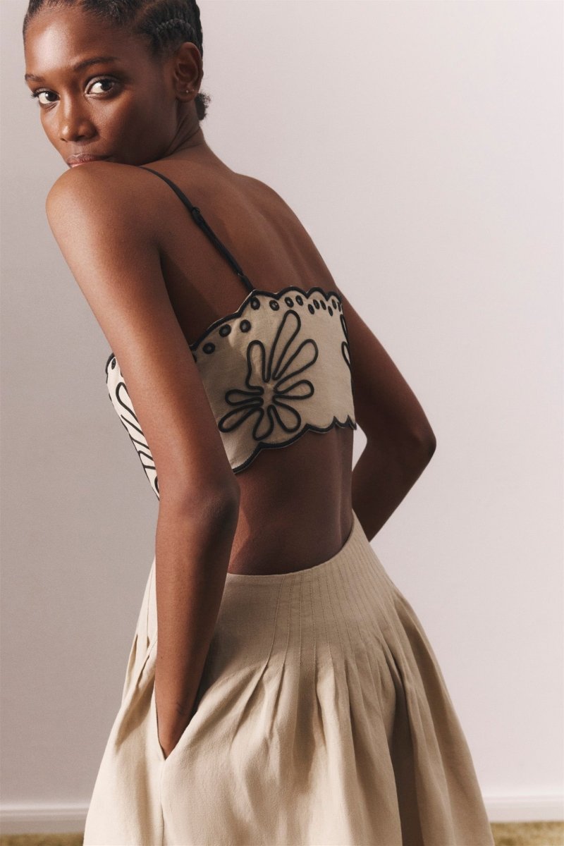 Yesenia® | Cotton Midi Dress With Abstract Embroidery
