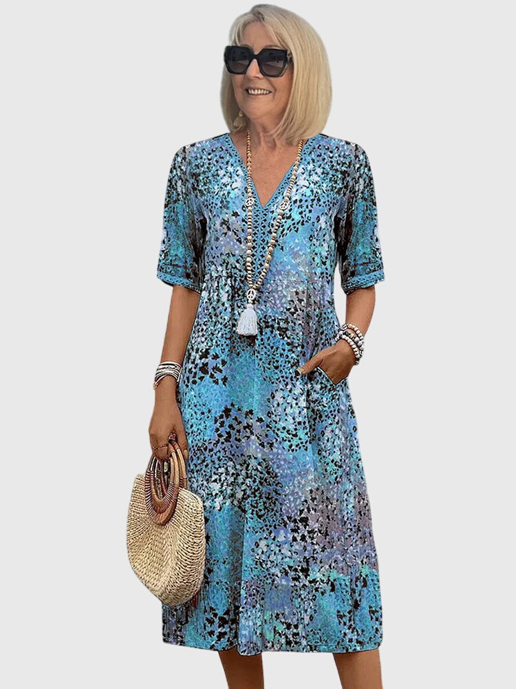 Casey | Women's V-Neck A-Line Midi Dress