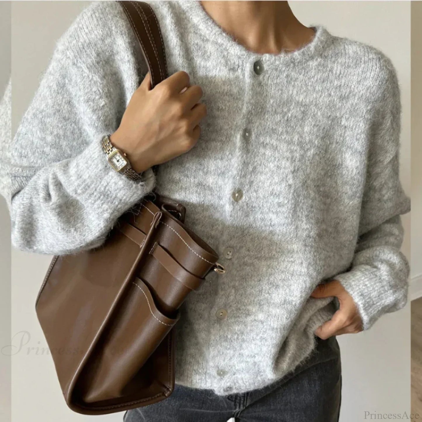 Cashmere Soft Single-breasted Knit Cardigan