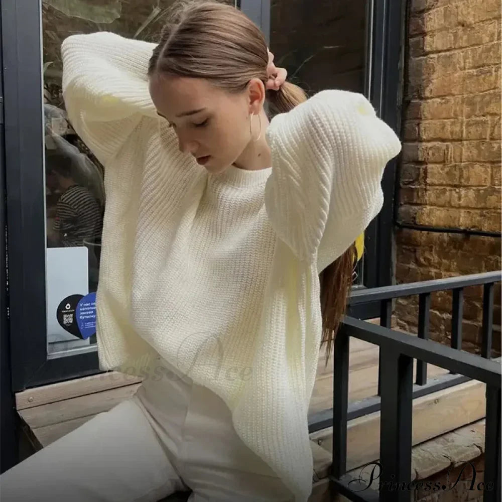 Casual Elegant Striped Cozy Oversize Autumnal Gray Fashionable Sweater