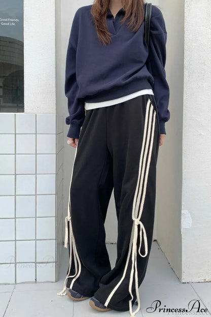 Casual High Waist Wide Leg Asymmetrical Pocket Pants