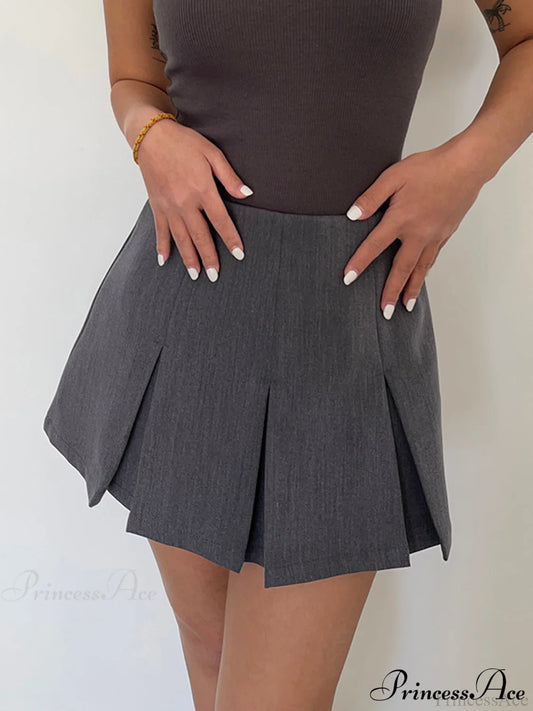 Casual Pleated Graceful Hem Mini Skirt