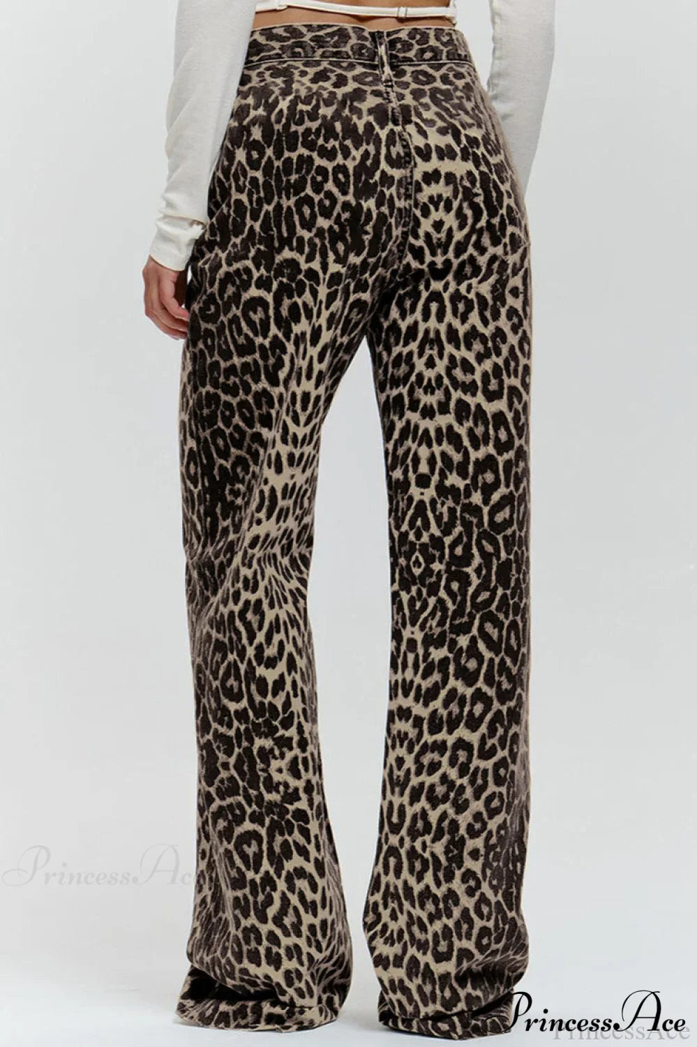 Casual Pure Cotton Leopard Print Wide Leg Pants
