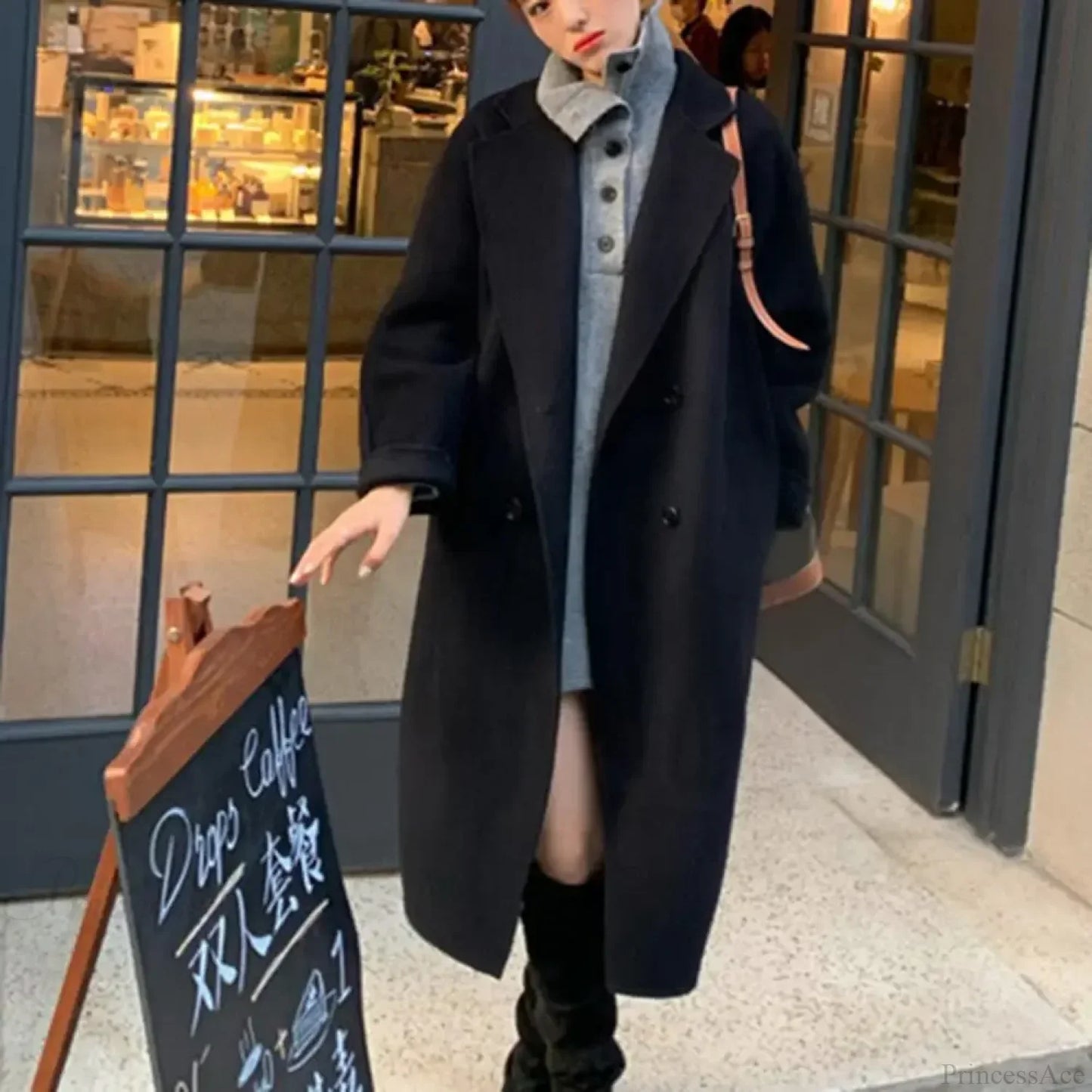 Casual Woolen Notch Collar Spring Overcoat