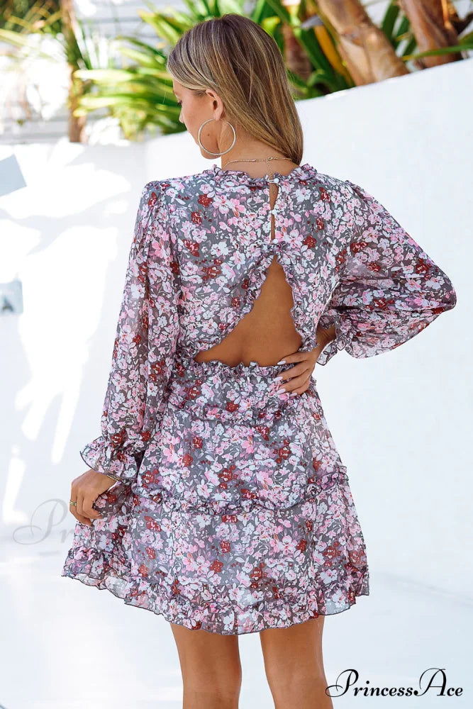 Causal Loose Solid Color Pleated Classic V-Neck Long Puff Sleeves Sweater Dress